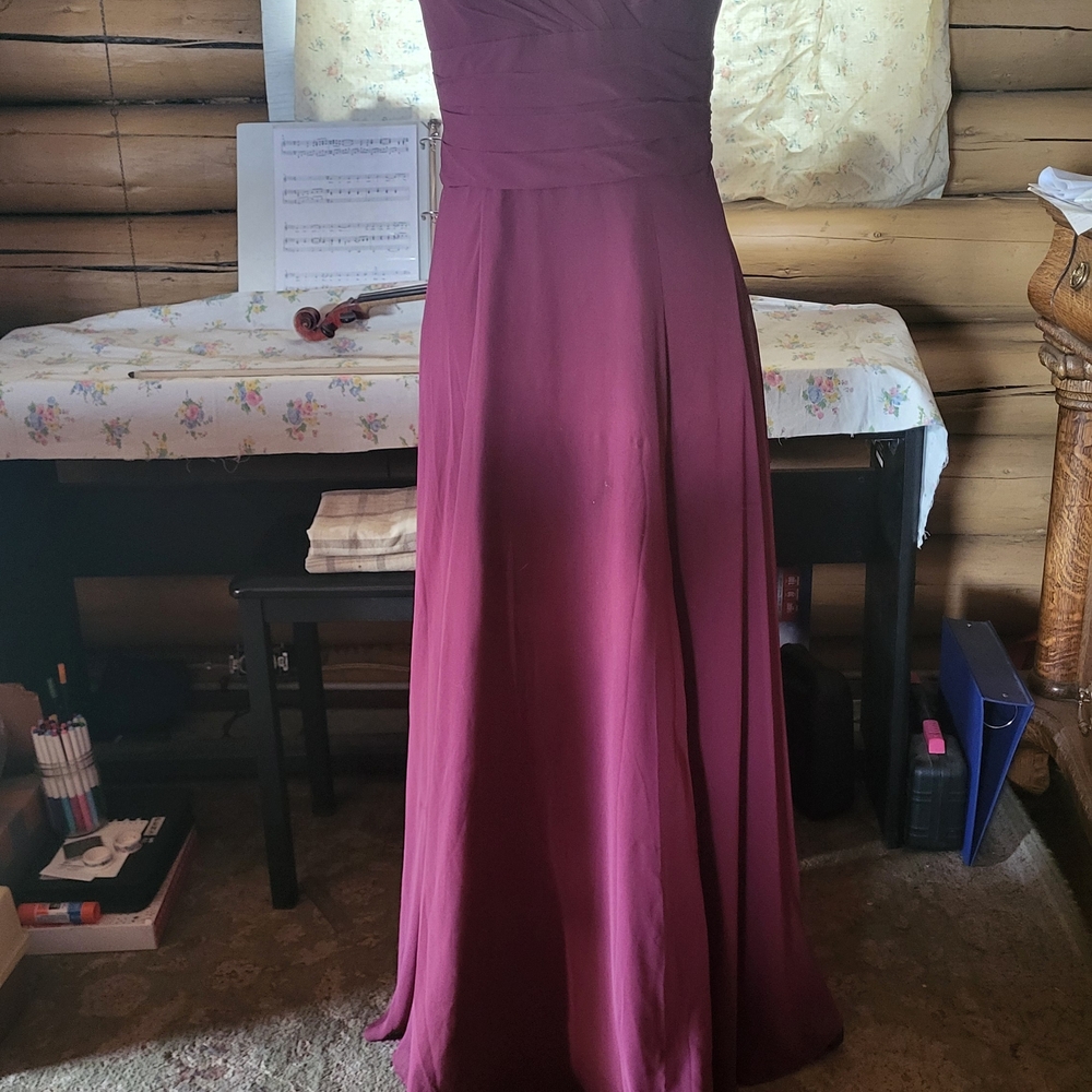 David's Bridal Elegant Burgundy Maxi Dress
